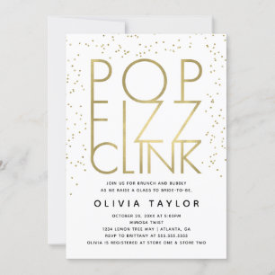 Pop Fizz Clink Bridal Shower Invitation, Faux Gold Kaart