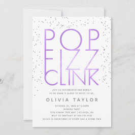 Pop Fizz Clink Bridal Shower Invitation, Paars Kaart