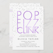 Pop Fizz Clink Bridal Shower Invitation, Paars Kaart (Voorkant / Achterkant)