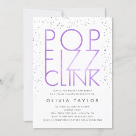 Pop Fizz Clink Bridal Shower Invitation, Paars Kaart