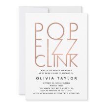 Pop Fizz Clink Bridal Shower Invitation, Roos Gold
