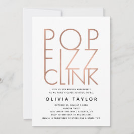 Pop Fizz Clink Bridal Shower Invitation, Roos Gold Kaart