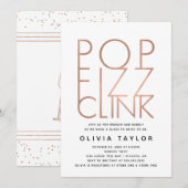 Pop Fizz Clink Bridal Shower Invitation, Roos Gold Kaart (Voorkant / Achterkant)