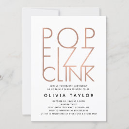 Pop Fizz Clink Bridal Shower Invitation, Roos Gold Kaart