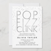 Pop Fizz Clink Bridal Shower Invitation, Silver Kaart (Voorkant)