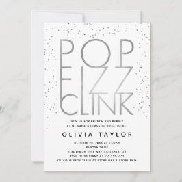 Pop Fizz Clink Bridal Shower Invitation, Silver Kaart
