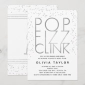 Pop Fizz Clink Bridal Shower Invitation, Silver Kaart (Voorkant / Achterkant)