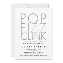 Pop Fizz Clink Bridal Shower Invitation, Silver