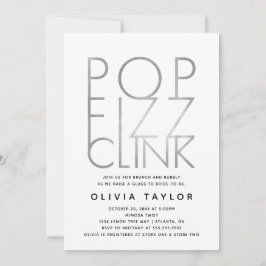 Pop Fizz Clink Bridal Shower Invitation, Silver Kaart