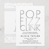 Pop Fizz Clink Bridal Shower Invitation, Silver Kaart (Voorkant / Achterkant)