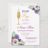 Pop Fizz Clink Bubble Vrijgezellenfeest Floral Inv Kaart (Voorkant)