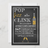 Pop Fizz Clink Chalkboard Milestone Birthday Kaart (Voorkant)