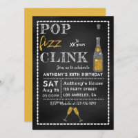 Pop Fizz Clink Chalkboard Milestone Birthday