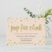 Pop Fizz Clink Champagne Bubbles | Partijuitnodigi Kaart (Staand voorkant)