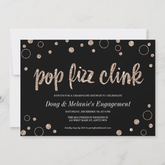 Pop Fizz Clink Champagne Bubbles Party Kaart (Voorkant)