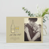 Pop Fizz Clink Champagne Cheer Nieuwjaar Feestdagenkaart (Staand voorkant)