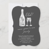 Pop Fizz Clink Champagne Chic nieuwjaarsfeest Kaart (Voorkant)