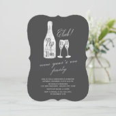 Pop Fizz Clink Champagne Chic nieuwjaarsfeest Kaart (Staand voorkant)