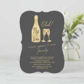 Pop Fizz Clink Champagne Chic nieuwjaarsfeest Kaart (Staand voorkant)