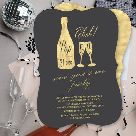 Pop Fizz Clink Champagne Chic nieuwjaarsfeest Kaart
