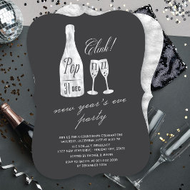 Pop Fizz Clink Champagne Chic nieuwjaarsfeest Kaart