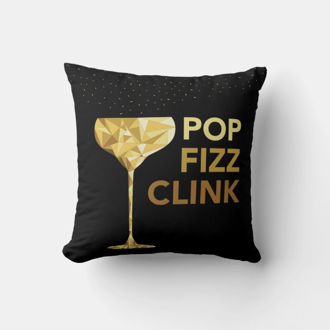 Pop Fizz Clink Champagne Pillow Kussen (Voorkant)