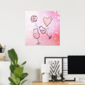 Pop Fizz Clink Champagne Wine Celebration Poster (Thuiskantoor)