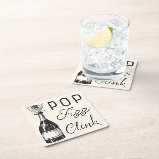 Pop Fizz Clink Champaigne Kartonnen Onderzetters (Insitu)