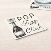 Pop Fizz Clink Champaigne Kartonnen Onderzetters (Schuin)