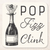 Pop Fizz Clink Champaigne Kartonnen Onderzetters (Voorkant)