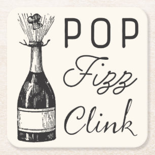 Pop Fizz Clink  Champaigne Kartonnen Onderzetters
