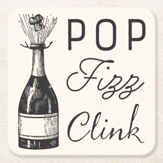 Pop Fizz Clink Champaigne Kartonnen Onderzetters (Voorkant)