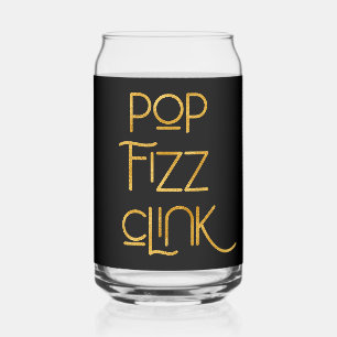 Pop Fizz Clink Elegante Typografie Blikvorm Glas