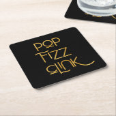 Pop Fizz Clink Elegante Typografie Kartonnen Onderzetters (Schuin)
