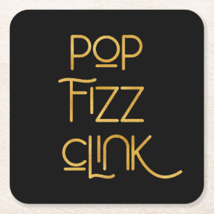 Pop Fizz Clink Elegante Typografie Kartonnen Onderzetters