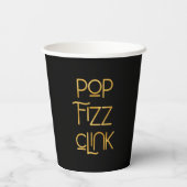 Pop Fizz Clink Elegante Typografie Papieren Bekers (Achterkant)