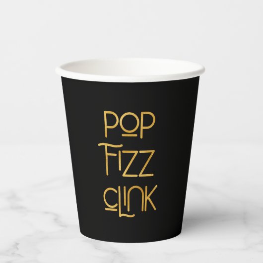 Pop Fizz Clink Elegante Typografie Papieren Bekers (Voorkant)
