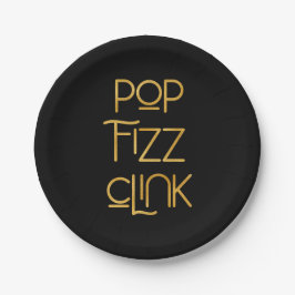 Pop Fizz Clink Elegante Typografie Papieren Bordje