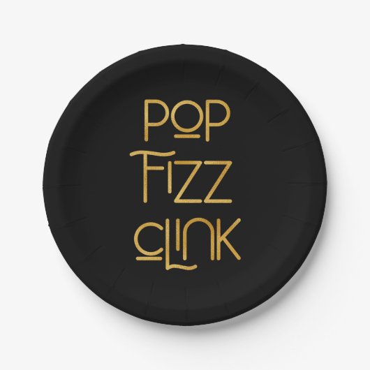 Pop Fizz Clink Elegante Typografie Papieren Bordje (Voorkant)