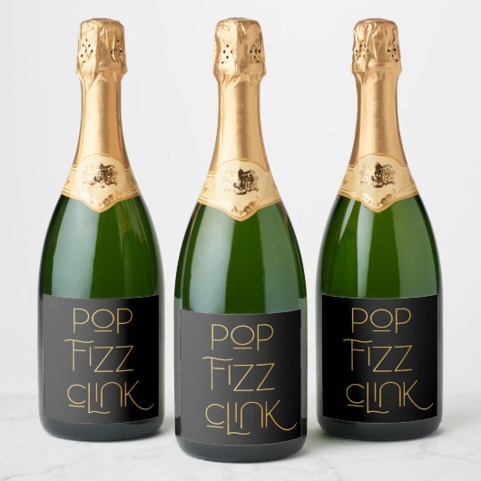 Pop Fizz Clink Elegante Typografie Sparkling Wijnetiket (Flessen)