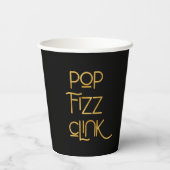 Pop Fizz Clink Elegante Typografie Verjaardag Papieren Bekers (Achterkant)