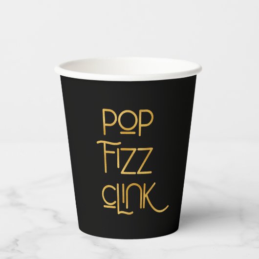 Pop Fizz Clink Elegante Typografie Verjaardag Papieren Bekers (Voorkant)
