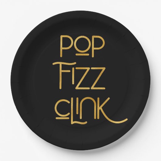 Pop Fizz Clink Elegante Typografie Verjaardag Papieren Bordje (Voorkant)