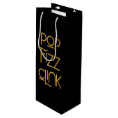 Pop Fizz Clink Elegante Typografie Wijn Cadeautas (Voorkant Gekanteld)