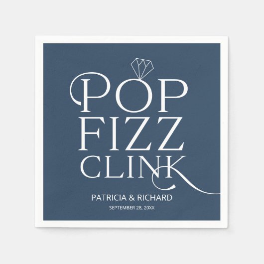 Pop Fizz Clink Engagement Party Blue Servet (Voorkant)