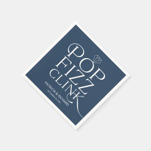 Pop Fizz Clink Engagement Party Blue Servet (Hoek)
