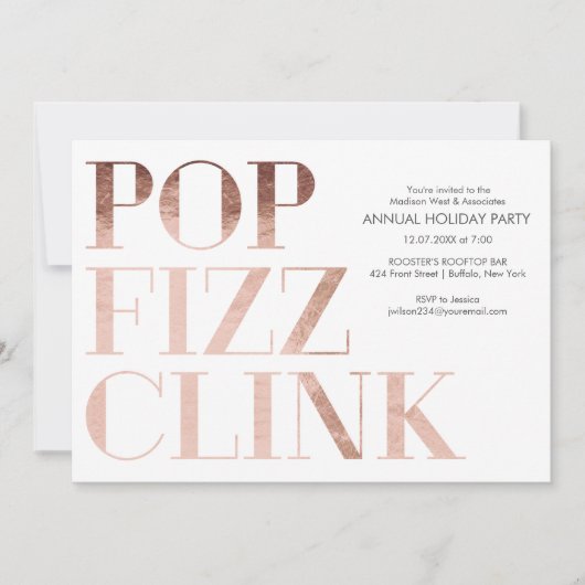 Pop Fizz Clink Faux folie Vakantie Zakelijk Feest Kaart (Voorkant)