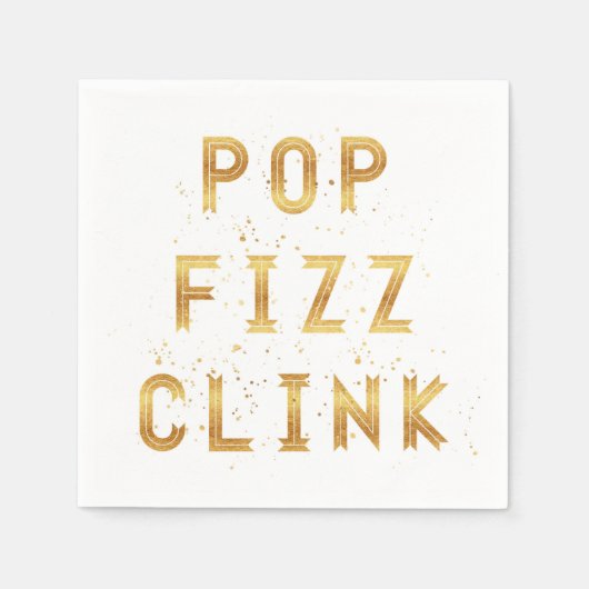 Pop Fizz Clink Faux Gold Nieuwjaar Servet (Voorkant)