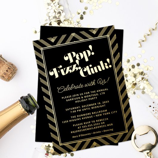 Pop! Fizz! Clink! Feestje Folie Uitnodiging