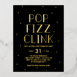 Pop Fizz Clink Folie Holiday Party Briefkaart